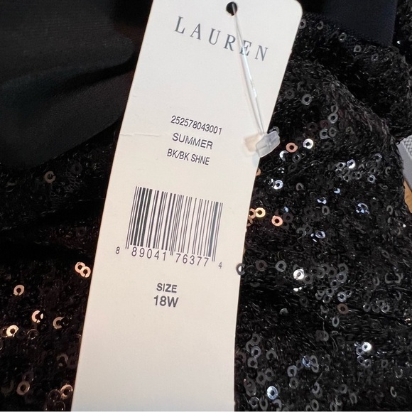 NWT Lauren Ralph Lauren Women Plus Black Sequin Formal Dress Sleeveless Size 18W - Picture 6 of 10